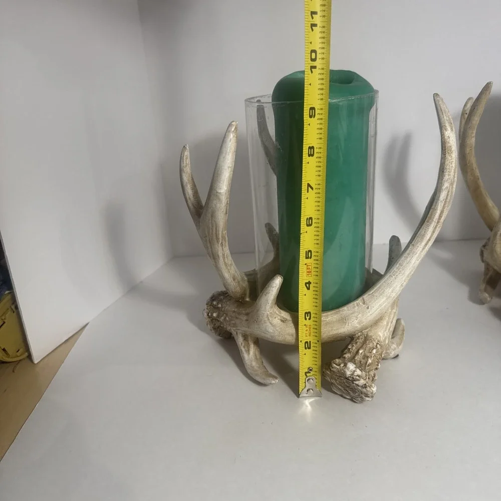 Rustic Faux Deer Antlers Candle Holders 9 Inch‎ Set Of 2 Candles Included
